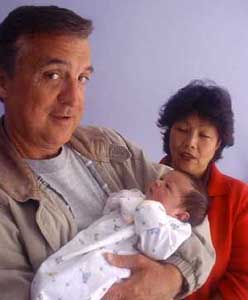 Eva with Ny-ny and Papa Gunk, April